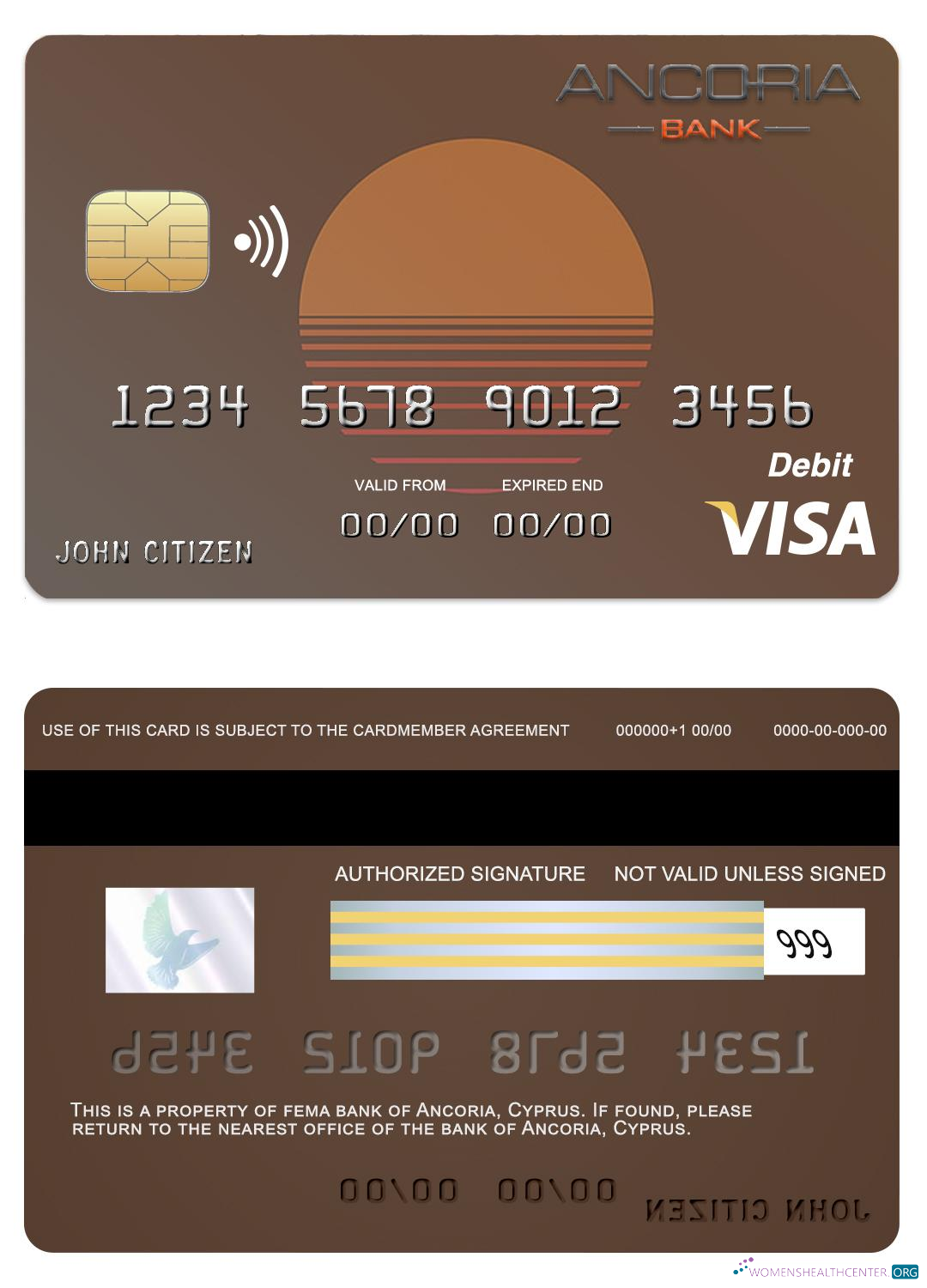 Download Cyprus Ancoria bank visa card Photoshop template